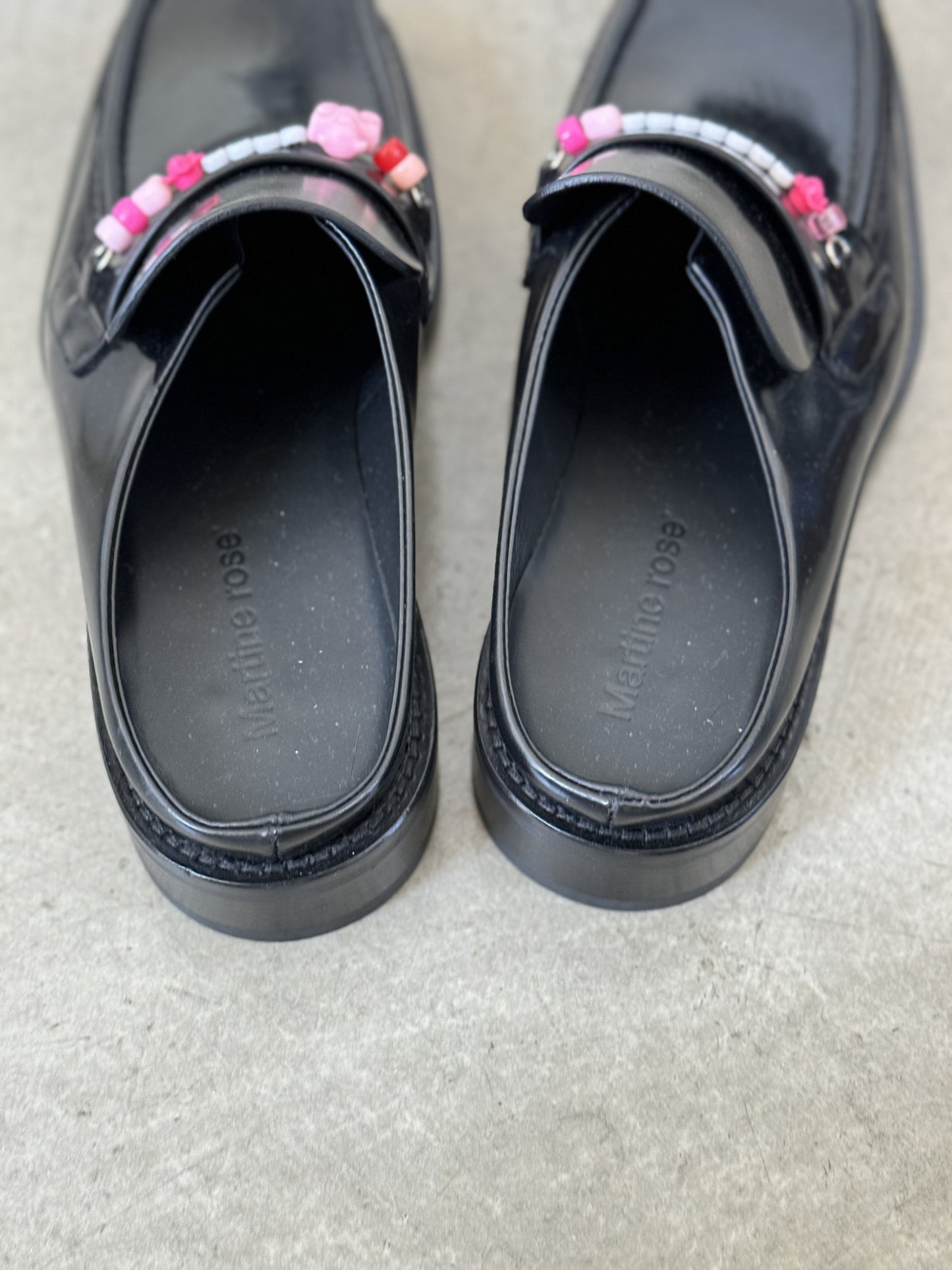 Martine Rose Black Beaded Square Toe Loafers