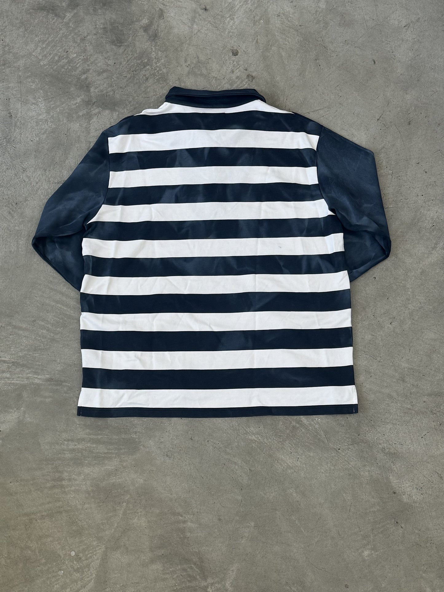 Martine Rose ZIP UP POLO in NAVY STRIPE