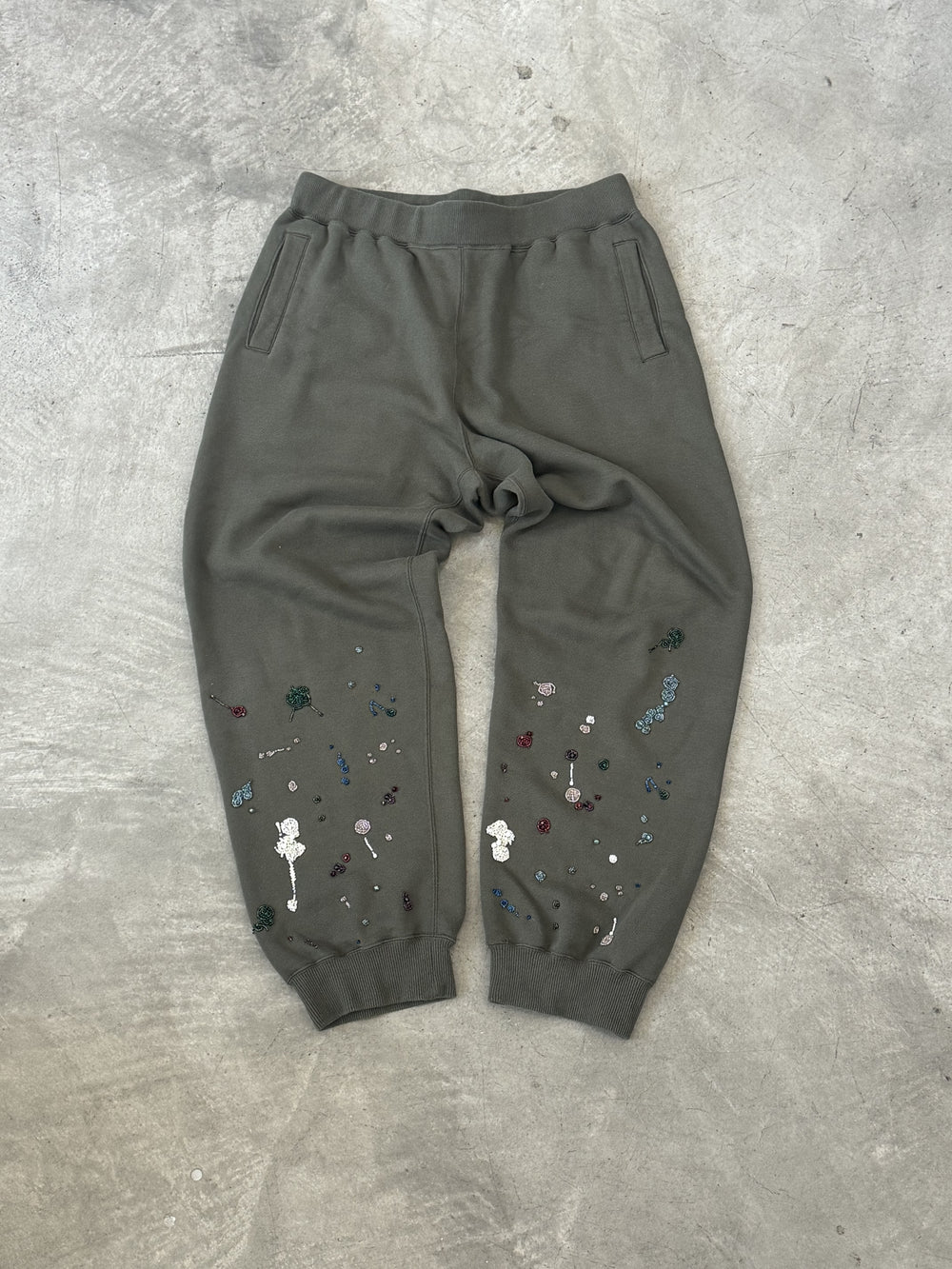 UNDERCOVER 23AW Drip Bead Sweat Pants Green