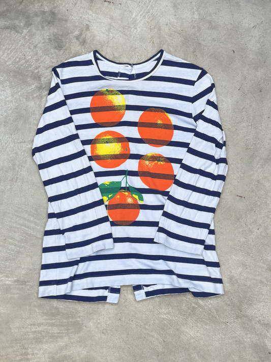 COMME des GARÇONS x Tricot Orange Print Stripe top Blue/White